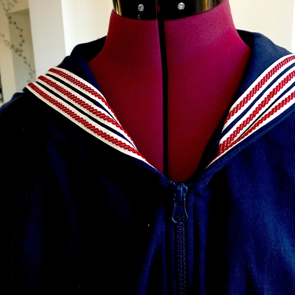 VTG NY laundry zip up jacket with sailor detail L
